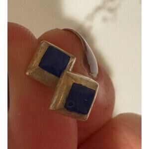 Sterling Silver 925 Square Blue Lapis Lazuli Stud Earrings